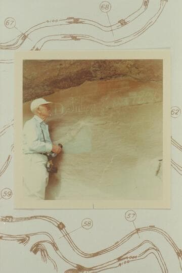 Dock Marston at the D. Julien inscription at Mile 72.6 in Labyrinth Canyon