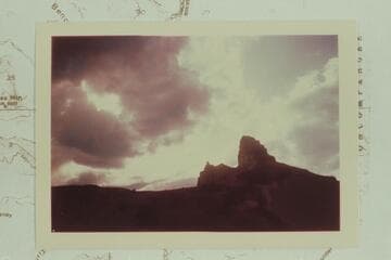 From camp on left bank below Three Fords Canyon to right bank.  Sunset