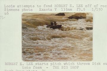 46.  Looie attempts to fend "Robert E. Lee" off of rock