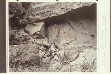 Painted Kolb names at Mile 202.1, right bank [correction in red ink:  "correct mile point is 202.25"]