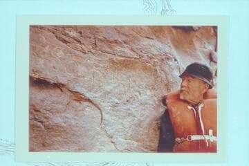 Dock Marston and the Julien inscription at Mile 185.7 in Cataract Canyon