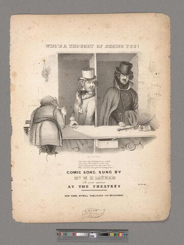 Who'd a thought of seeing you? : comic song / sung by Mr. W. H. Latham with great applause at the theatres