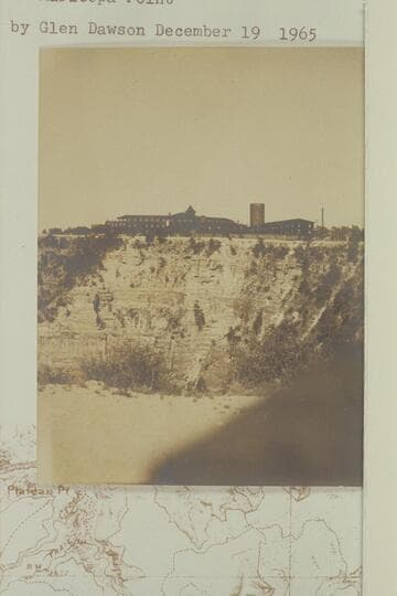 El Tovar from Maricopa Point.  First sent by Glen Dawson, 1965, Dec. 19