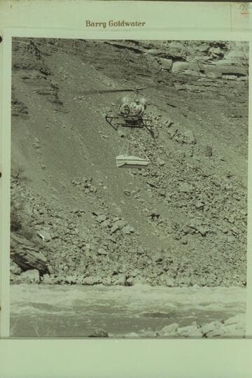 Helicopter portage of Stavely's Sadirons; Hance Rapid