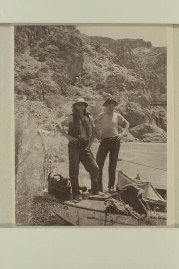 Ed and Edward Hudson posed on the "Esmeralda II"; Bright Angel Creek