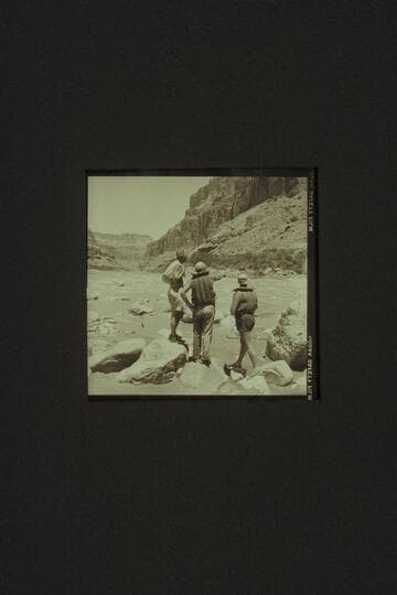 Studying Kwagunt Rapid from the right bank.  Left to right:  Masland; Sanderson; Belknap