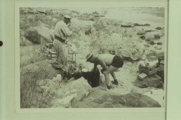 Rod Sanderson and Dock Marston bathe the dishes.  President Harding Rapid