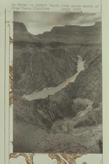 Upriver to Hermit Rapid from above mouth of Boucher Creek from Tonto Platform