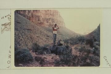 Cairn on 30' high ridge between Trail Canyon and second side canyon on left going up trail; looking south