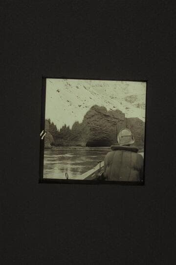 Redwall Cavern.  Bill Belknap at the controls of the "Cactus" as they turn into the eddy to land in the cavern