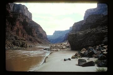 Up river to camp at overhanging rock at Mile 24.9