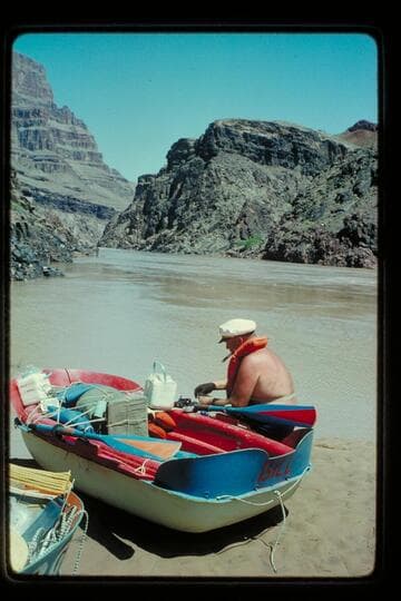 Bill Belknap and Yak at Mile 219.7, right bank