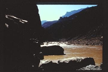 Up to Hance Rapids from camp, right bank