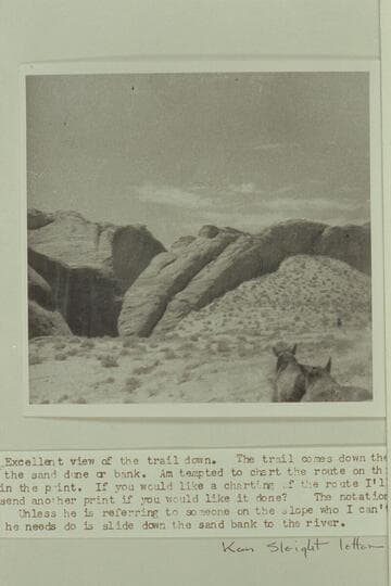 Route of descent into Escalante River.  1937 party with Dave Rust crossing from Hole-in-the-Rock to Waterpocket Fold