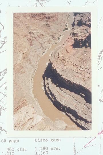 Up Cataract Canyon from the mouth of Cove Canyon at Mile 186.2.  The fan at the lower margin is from Cove Canyon