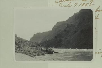 [Cataract Canyon] Landed here in Eddy after upset.  Looking upstream