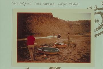 Tex's jst boats depart after leaving the Yak party on the beach at Mile 212 1/2.  Buzz Belknap, Dock Marston, Jorgen Visbak