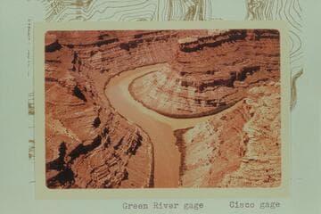 Junction of Green and Colorado Rivers.  Green River gauge:  May 20:  5,840 cfs.  May 21:  5,880 cfs.  May 22:  5,810 cfs.  Cisco gauge:  May 20:  9,910 cfs.  May 21:  12,700 cfs.  May 22:  12,900 cfs