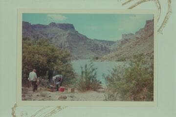 Down Cataract Canyon from above head of The Brown Betty Rapid at the left bank.  The Brown Betty Rapid heads at Mile 212.30 and drops 4 ft. in .15 miles