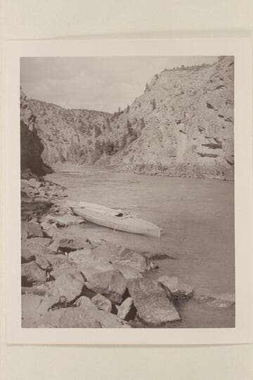 Leich's kayak "Rob Roy" in Blacktail Canyon on the upper Colorado River. Blacktail Canyon has an average fall of 20-30 feet per mile