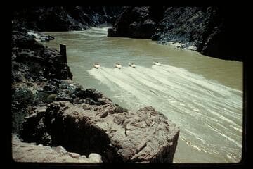 Four boats up river above Bright Angel Creek