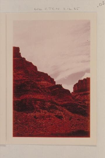 Right bank of Green River and right bank of Colorado River at the head of Cataract Canyon as seen from the left bank a few hundred yards below the Junction