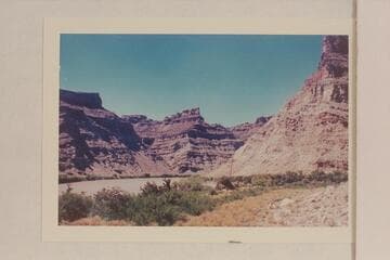 Down Cataract Canyon from Mile 216 1/2- taken from right bank.  The high point at center is about Mile 215