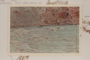 Harris-Brennan boat between Rapids 22 and 23.  Mile 202.25