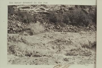 Jim-Bob Rowland's deck boat in Vulcan Rapid.  One motor drowned in the run