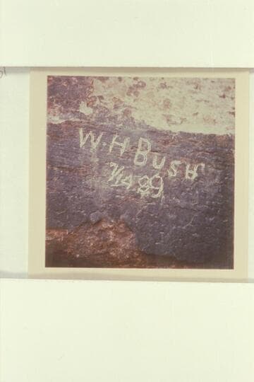 Name of William H. Bush cut at the mouth of Mystery Canyon