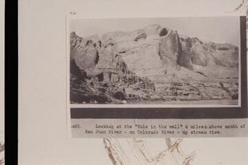 Looking at the "Hole in the wall" 4 miles above mouth of San Juan River--on Colorado River--upstream view