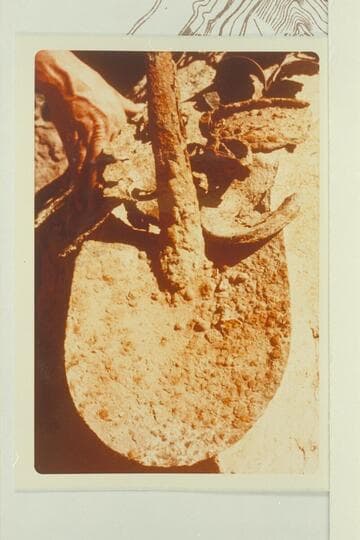 Prospecting gear left in Barry Cave, Mile 25.5, right bank, Marble Canyon