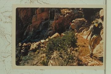 Hiking down the switchbacks from the Saddle on the Nankoweap Trail