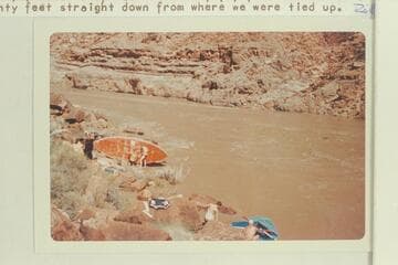 Patching the "Susie-R", Cave Springs Rapid, Mile 25.5