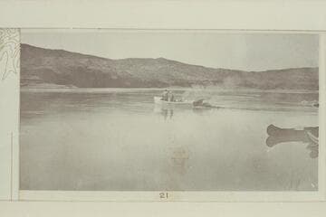 Motorboat "Arizona" operated by prospectors Hoffman and Algiers at Temple Bar.  Probably by LaRue