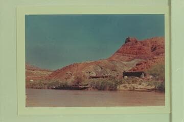 Lees Ferry.  The scow on the shore appears to be the old ferry??