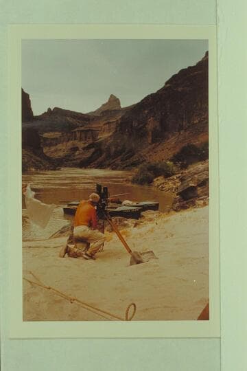Gordon Avil sights in the camera above Hance Rapid