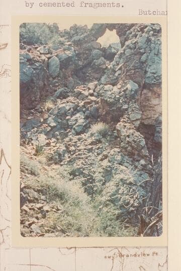 Arch in breccia below Redwall route into Hance Canyon