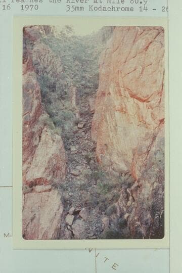 Section of spurtrail leading up over saddle.  This trail reaches the river at Mile 80.9