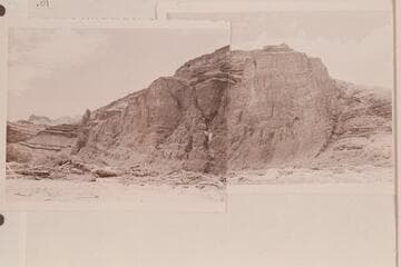 Ancient lava upthrust opposite end of Tanner Trail, Mile 68.  Right bank of river in Grand Canyon