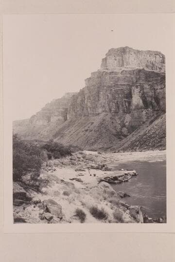 Boats moored at camp at head of Hance Rapid