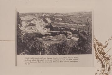 Echo Park and The Blade or Steamboat Rock.  East from Harper's Corner