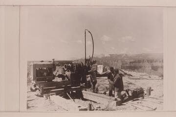 Drilling equipment used in anchoring the cable rigs at the Rim of Marble Canyon.  Lower Marble Canyon damsite, Mile 39