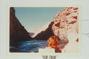 Up Marble Canyon from foot of Sheerwall Rapid at approximate location of Nims photo 170 of 1889, July 11