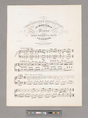 Gen. Taylor's quick step at Monterey [sic] : opus 77 ; la revue no. 12  / arranged for the piano and dedicated to Miss Rebecca Moss by J. C. Viereck