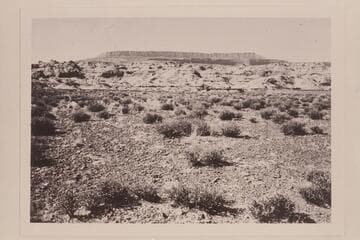 Fifty Mile Mountain from mesa north of Cha Butte.  The canyon immediately beyond the flat mesa is Bald Rock, and Nasja Canyon is this side of the barrier of rocky buttes.  60 Mile Point runs out below Fifty Mile Mountain