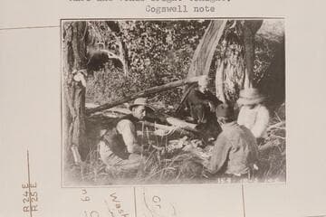 Galloway-Stone party eating supper in Island Park, Mile 213.  Dubendorff, Stone, Sharp and Galloway