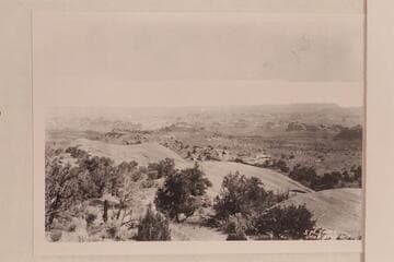 Looking north from #126; country north of Javajo Mountain.  Taken on trip to discovery of Bridge.  The view appears to be up into the San Juan from a point near Cha Butte