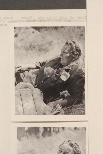 Mrs. James Bundy ("Granma") who walked down the trail at Whitmore to greet the motor crew