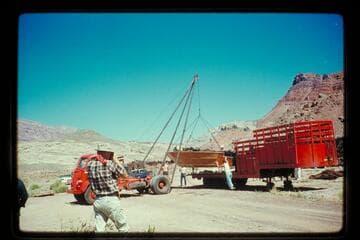 Unloading boats; Lees Ferry